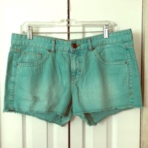 Teal jean shorts
